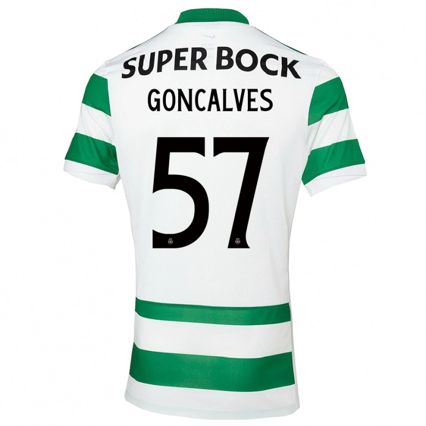 Danxen Kinderen Inês Gonçalves #57 Groen Wit Thuisshirt Thuistenue 2025/26 T-Shirt