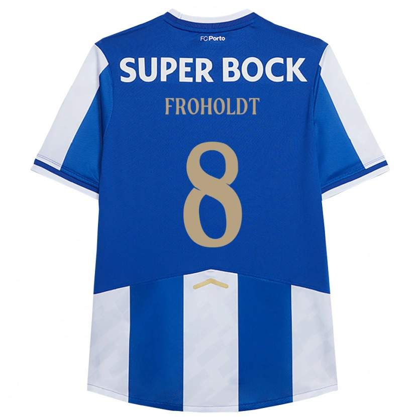 Danxen Kinderen Victor Froholdt #8 Blauw Wit Thuisshirt Thuistenue 2025/26 T-Shirt