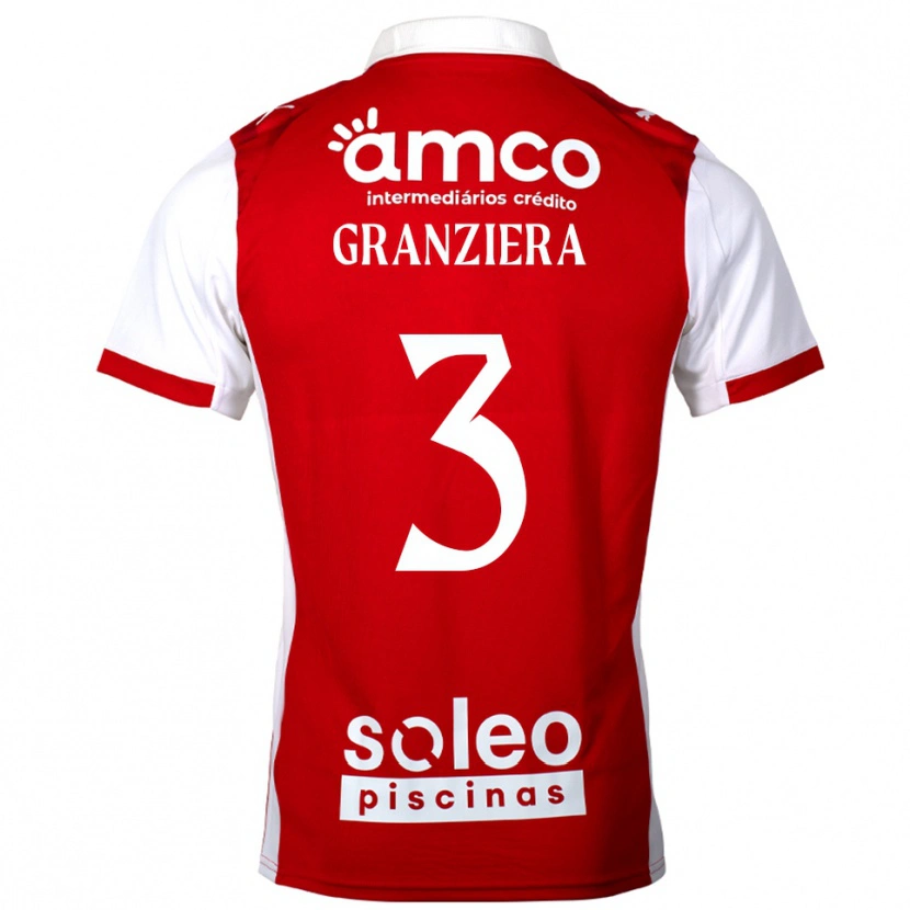 Danxen Kinderen Emanuele Granziera #3 Rood Wit Thuisshirt Thuistenue 2025/26 T-Shirt