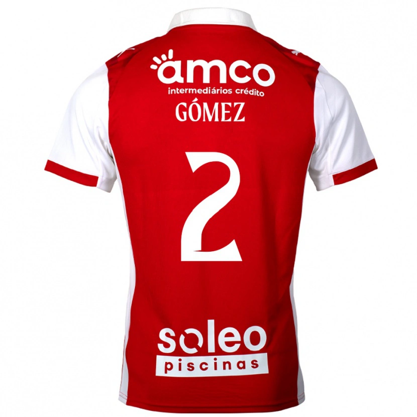 Danxen Kinderen Víctor Gómez #2 Rood Wit Thuisshirt Thuistenue 2025/26 T-Shirt