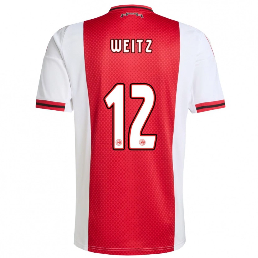 Danxen Kinderen Axel Weitz #12 Rood Wit Thuisshirt Thuistenue 2025/26 T-Shirt