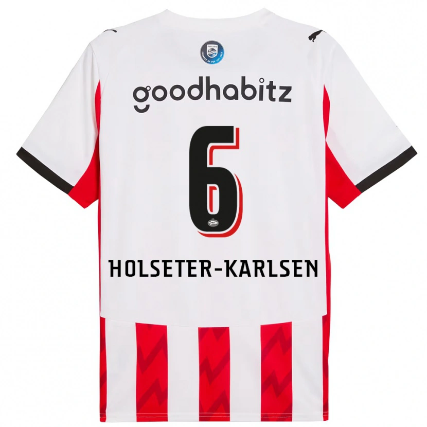 Danxen Kinderen Philip Holseter-Karlsen #6 Rood Wit Thuisshirt Thuistenue 2025/26 T-Shirt