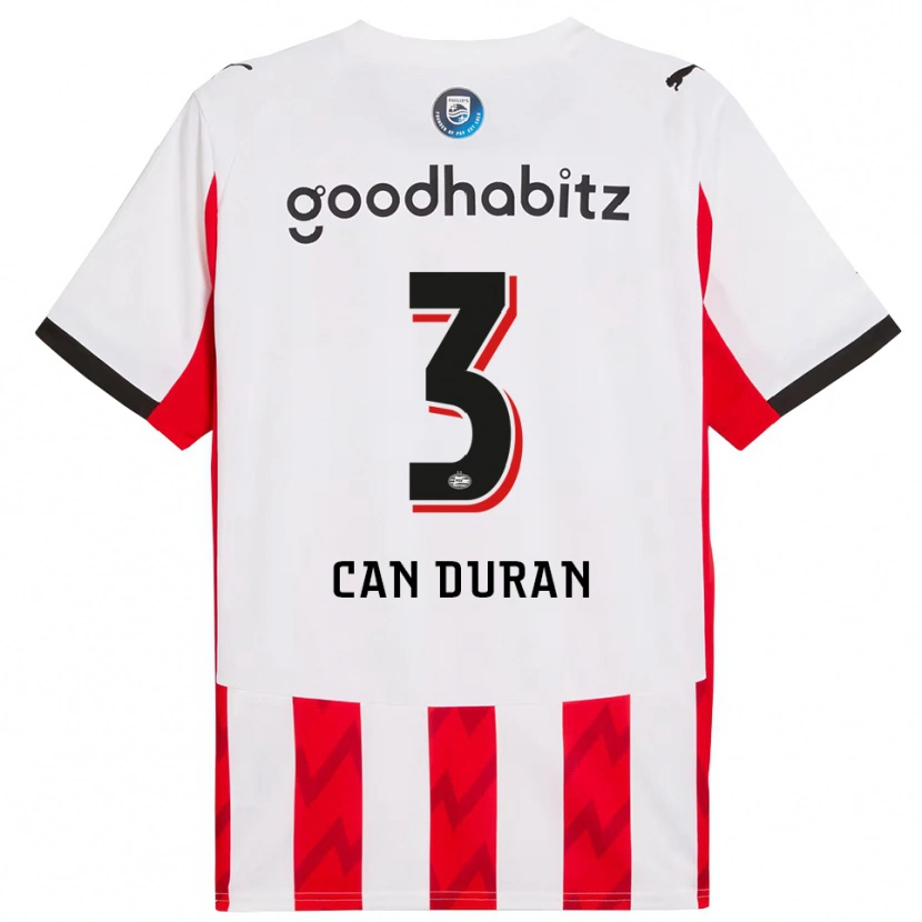 Danxen Kinderen Emre Can Duran #3 Rood Wit Thuisshirt Thuistenue 2025/26 T-Shirt