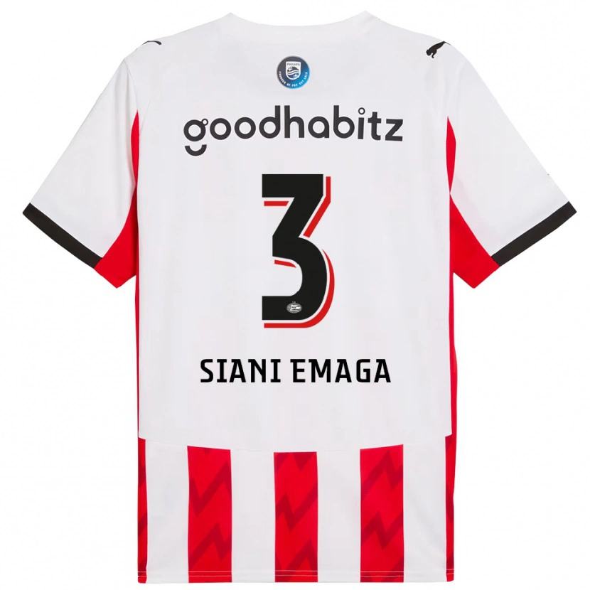 Danxen Kinderen Ezechiel Siani Emaga #3 Rood Wit Thuisshirt Thuistenue 2025/26 T-Shirt