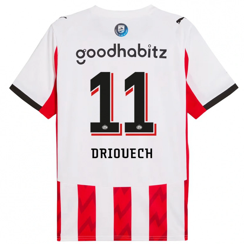 Danxen Kinderen Couhaib Driouech #11 Rood Wit Thuisshirt Thuistenue 2025/26 T-Shirt