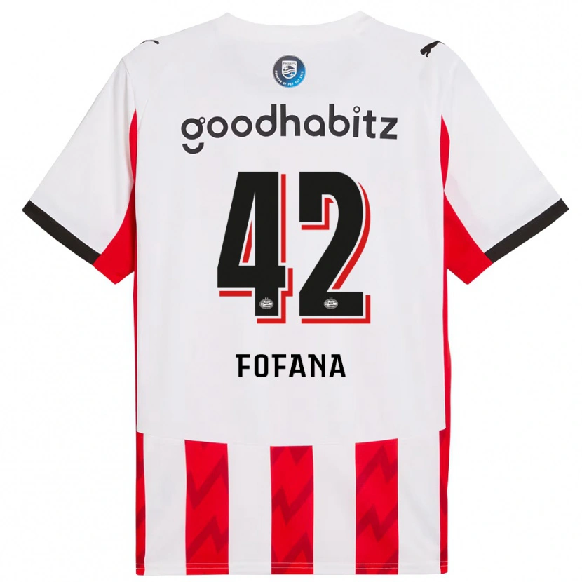Danxen Kinderen Fode Fofana #42 Rood Wit Thuisshirt Thuistenue 2025/26 T-Shirt