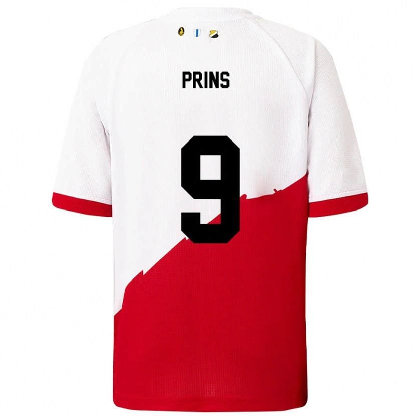 Danxen Kinderen Femke Prins #9 Wit Rood Thuisshirt Thuistenue 2025/26 T-Shirt