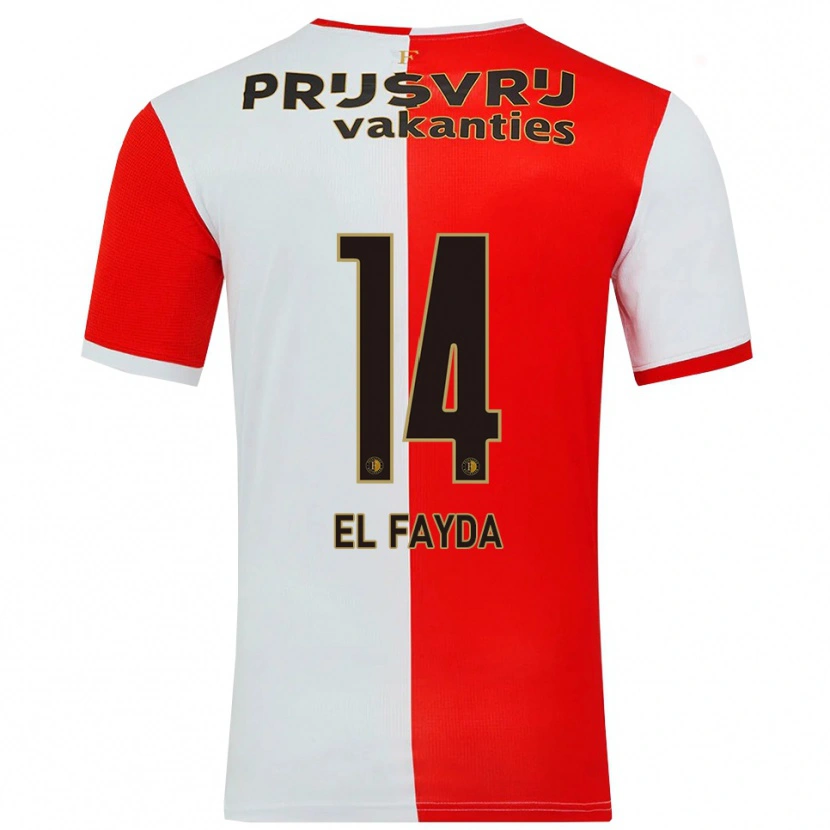 Danxen Kinderen Damin El Fayda #14 Rood Wit Thuisshirt Thuistenue 2025/26 T-Shirt