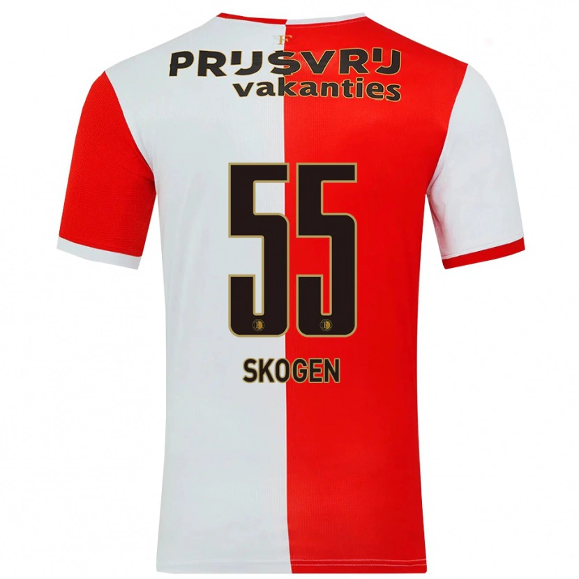 Danxen Kinderen Sondre Skogen #55 Rood Wit Thuisshirt Thuistenue 2025/26 T-Shirt
