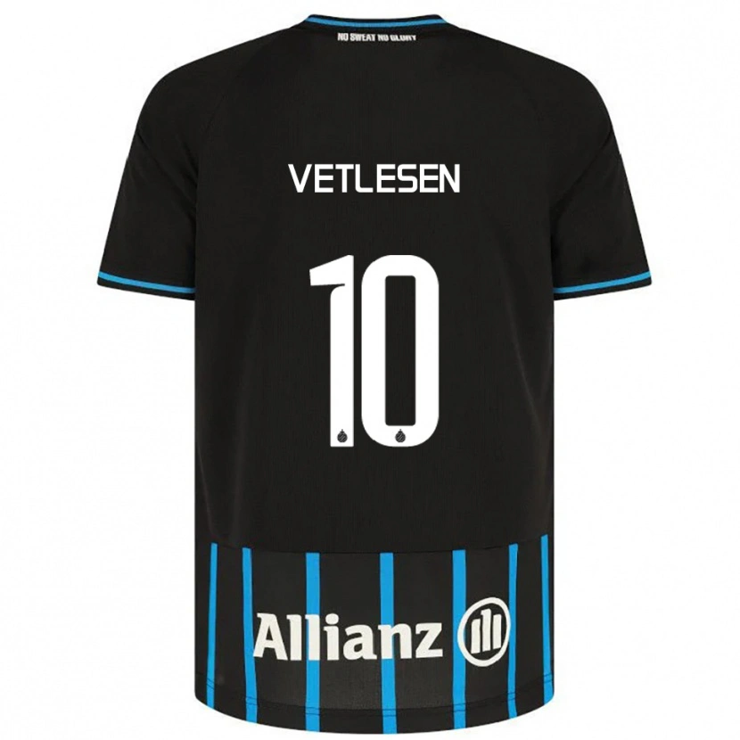 Danxen Kinderen Hugo Vetlesen #10 Zwart Blauw Thuisshirt Thuistenue 2025/26 T-Shirt