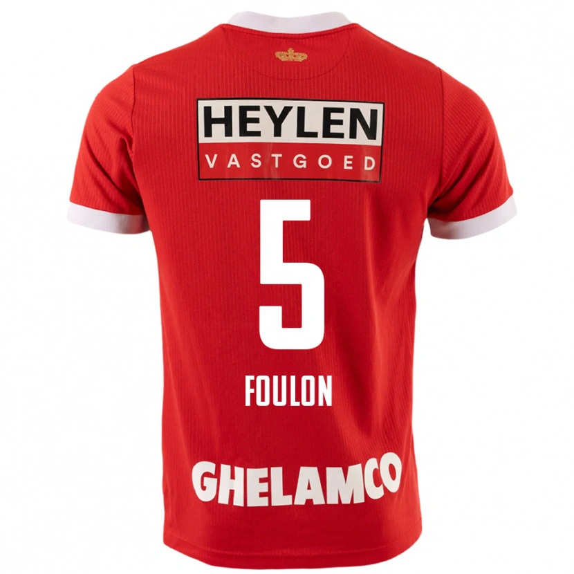 Danxen Kinderen Daam Foulon #5 Rood Wit Thuisshirt Thuistenue 2025/26 T-Shirt
