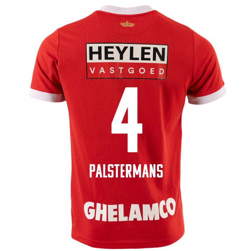 Danxen Kinderen Jasper Palstermans #4 Rood Wit Thuisshirt Thuistenue 2025/26 T-Shirt