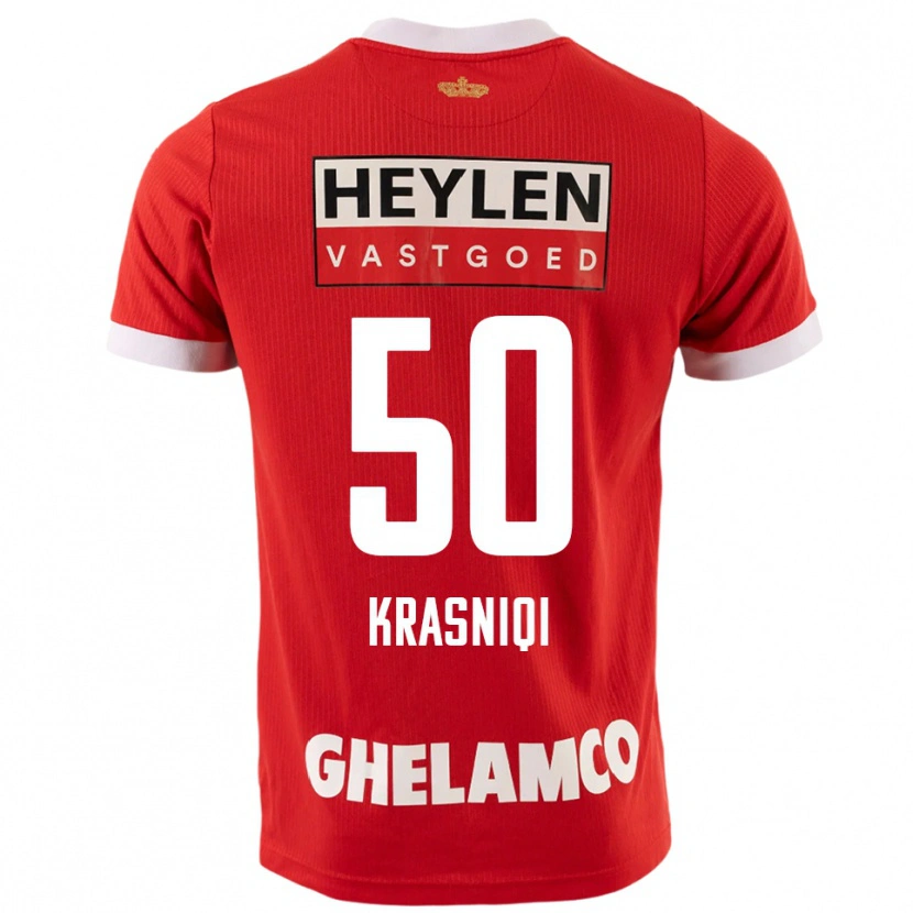 Danxen Kinderen Laurit Krasniqi #50 Rood Wit Thuisshirt Thuistenue 2025/26 T-Shirt