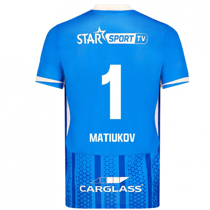 Danxen Kinderen Platon Matiukov #1 Blauw Wit Thuisshirt Thuistenue 2025/26 T-Shirt