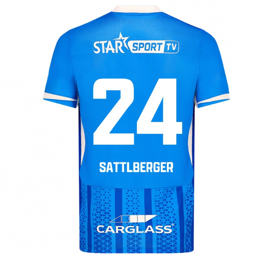 Danxen Kinderen Nikolas Sattlberger #24 Blauw Wit Thuisshirt Thuistenue 2025/26 T-Shirt