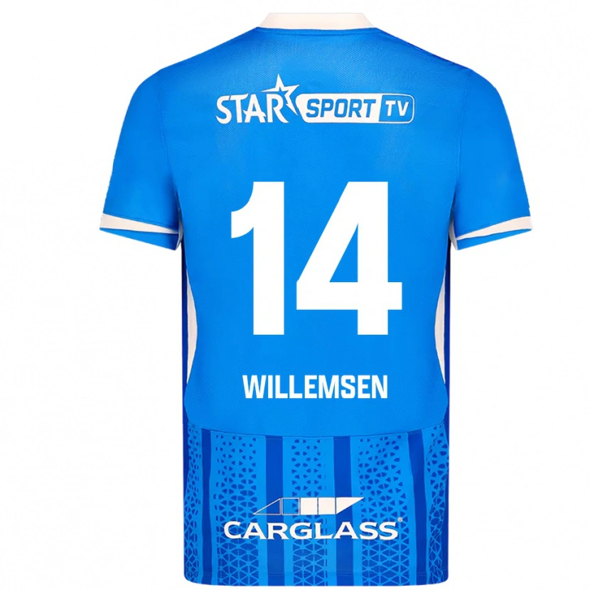 Danxen Kinderen Wout Willemsen #14 Blauw Wit Thuisshirt Thuistenue 2025/26 T-Shirt