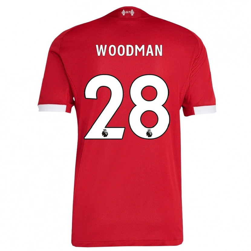 Danxen Kinderen Freddie Woodman #28 Rood Wit Thuisshirt Thuistenue 2025/26 T-Shirt
