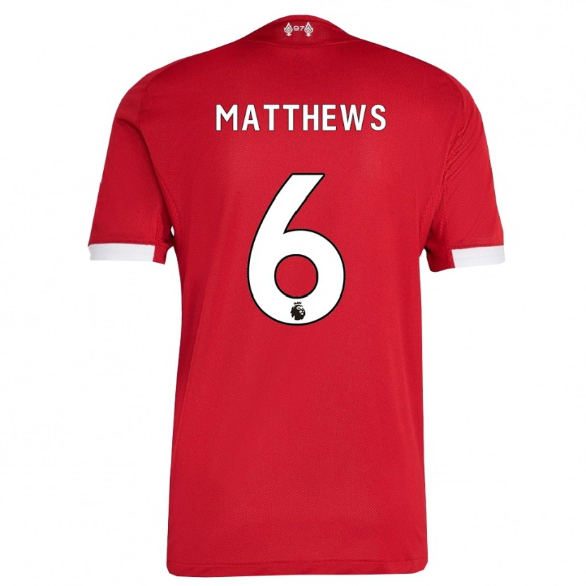 Danxen Kinderen Jasmine Matthews #6 Rood Wit Thuisshirt Thuistenue 2025/26 T-Shirt