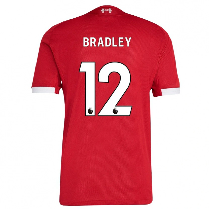 Danxen Kinderen Conor Bradley #12 Rood Wit Thuisshirt Thuistenue 2025/26 T-Shirt