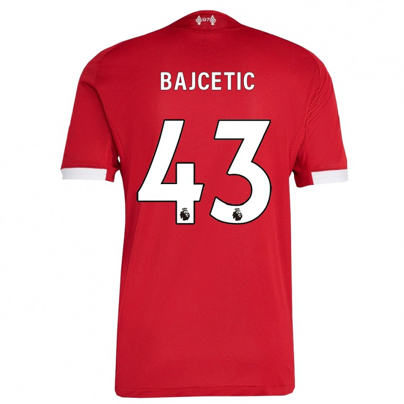 Danxen Kinderen Stefan Bajcetic #43 Rood Wit Thuisshirt Thuistenue 2025/26 T-Shirt