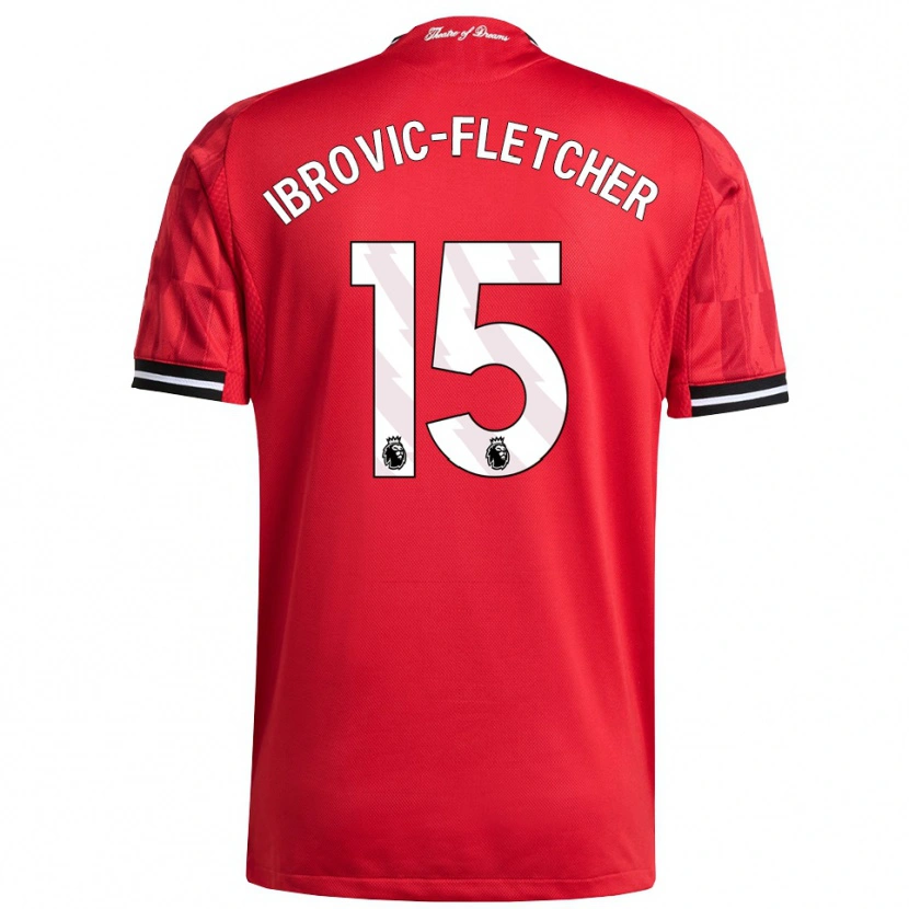 Danxen Kinderen Edward Ibrovic-Fletcher #15 Rood Zwart Wit Thuisshirt Thuistenue 2025/26 T-Shirt