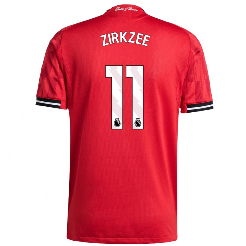 Danxen Kinderen Joshua Zirkzee #11 Rood Zwart Wit Thuisshirt Thuistenue 2025/26 T-Shirt