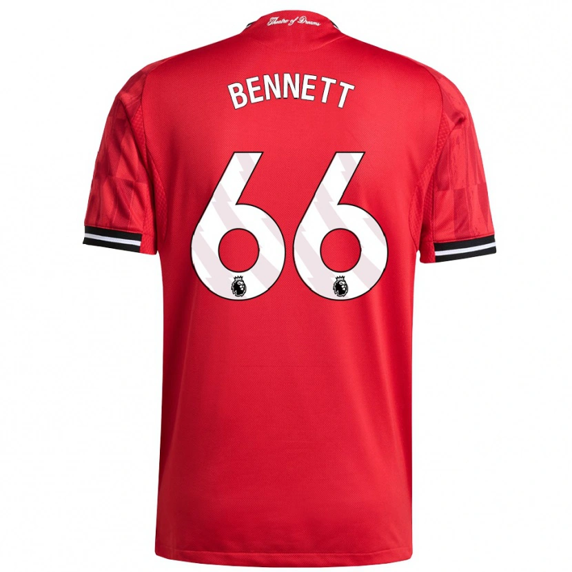 Danxen Kinderen Rhys Bennett #66 Rood Zwart Wit Thuisshirt Thuistenue 2025/26 T-Shirt