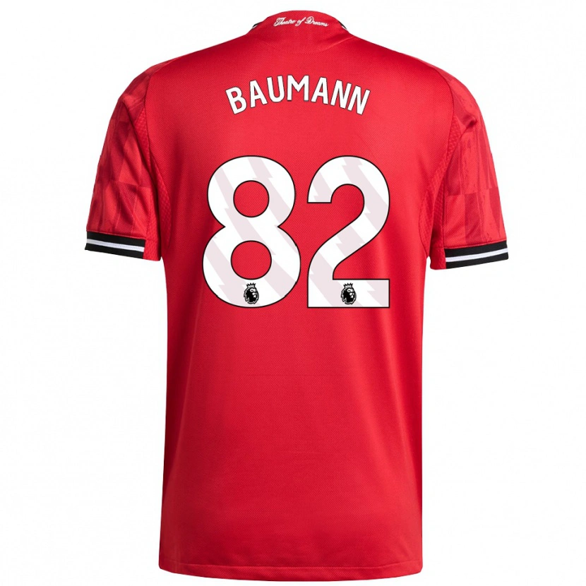 Danxen Kinderen Zach Baumann #82 Rood Zwart Wit Thuisshirt Thuistenue 2025/26 T-Shirt