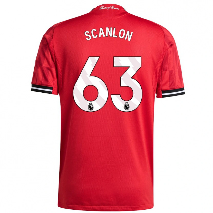 Danxen Kinderen James Scanlon #63 Rood Zwart Wit Thuisshirt Thuistenue 2025/26 T-Shirt