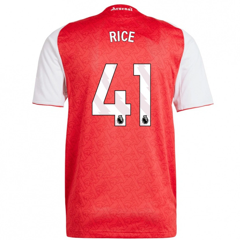 Danxen Kinderen Declan Rice #41 Rood Wit Thuisshirt Thuistenue 2025/26 T-Shirt