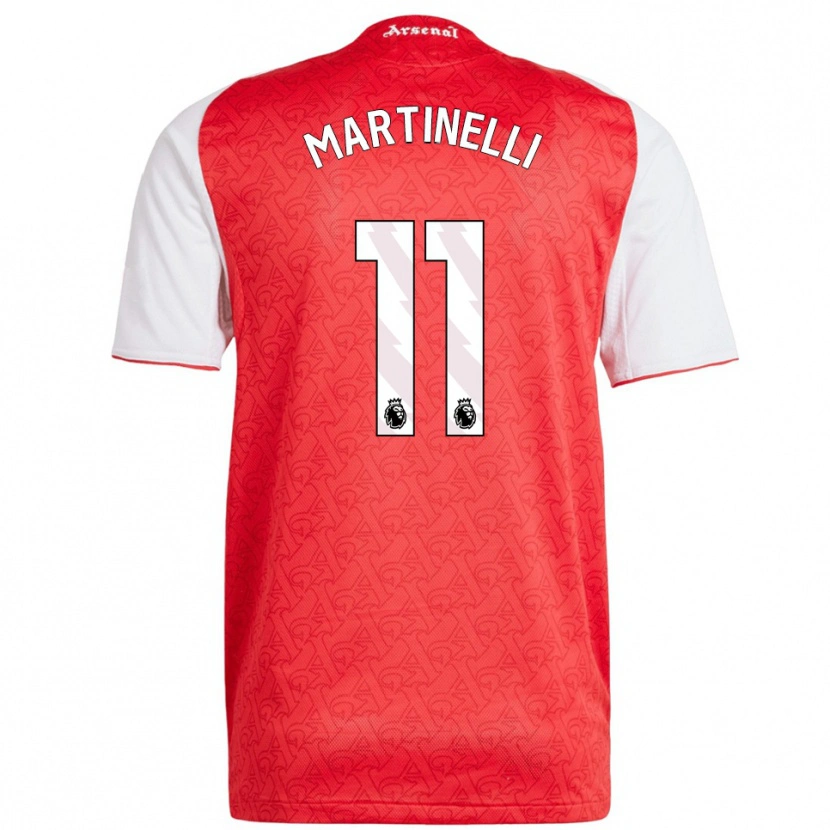 Danxen Kinderen Gabriel Martinelli #11 Rood Wit Thuisshirt Thuistenue 2025/26 T-Shirt