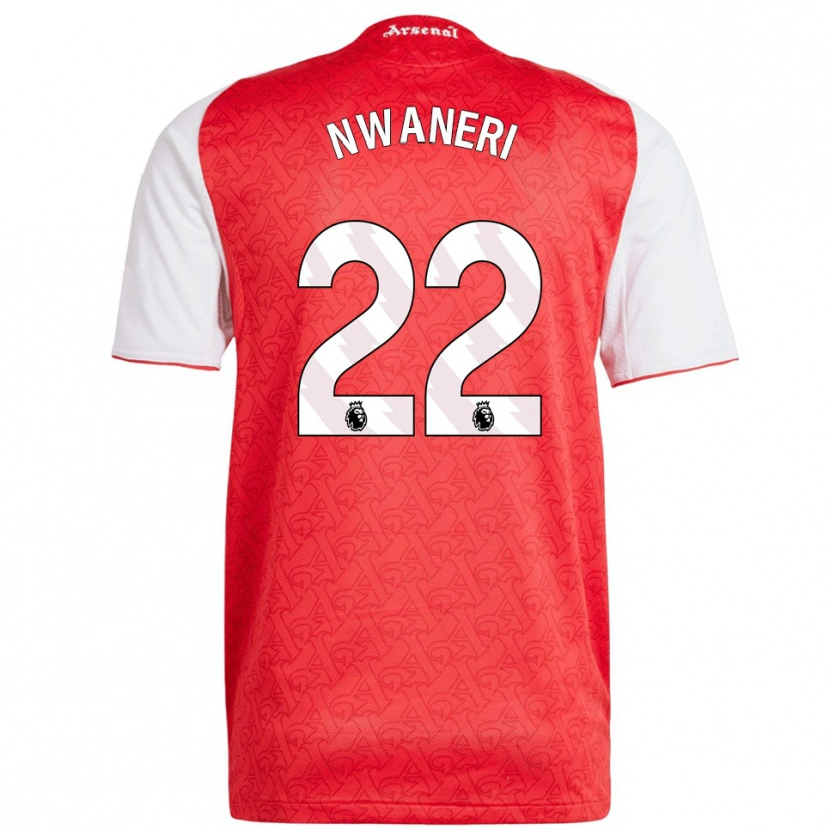 Danxen Kinderen Ethan Nwaneri #22 Rood Wit Thuisshirt Thuistenue 2025/26 T-Shirt