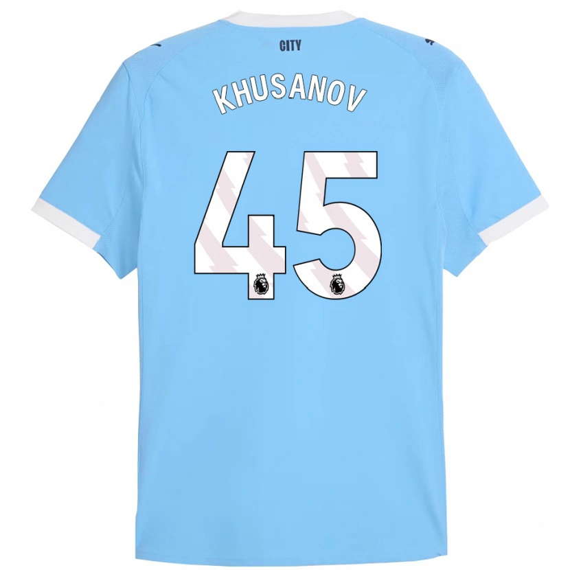 Danxen Kinderen Abdukodir Khusanov #45 Hemelsblauw Wit Thuisshirt Thuistenue 2025/26 T-Shirt