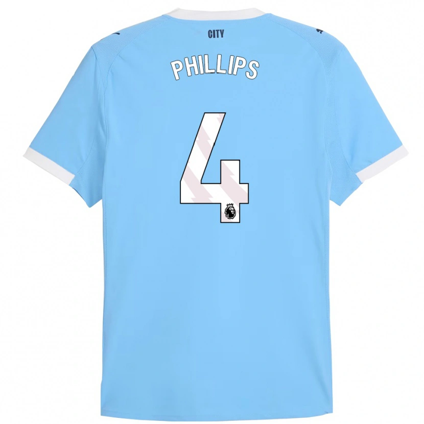 Danxen Kinderen Kalvin Phillips #4 Hemelsblauw Wit Thuisshirt Thuistenue 2025/26 T-Shirt