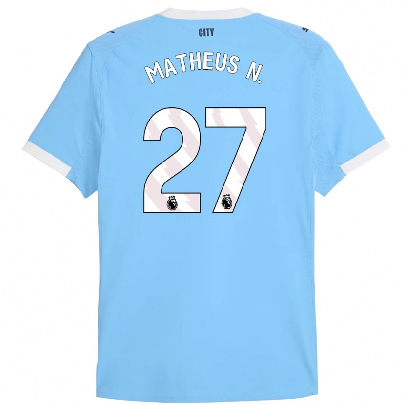 Danxen Kinderen Matheus Nunes #27 Hemelsblauw Wit Thuisshirt Thuistenue 2025/26 T-Shirt