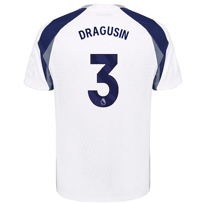 Danxen Kinderen Radu Drăgușin #3 Wit Marineblauw Thuisshirt Thuistenue 2025/26 T-Shirt