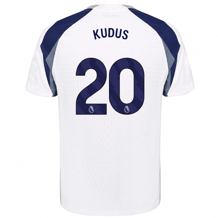 Danxen Kinderen Mohammed Kudus #20 Wit Marineblauw Thuisshirt Thuistenue 2025/26 T-Shirt