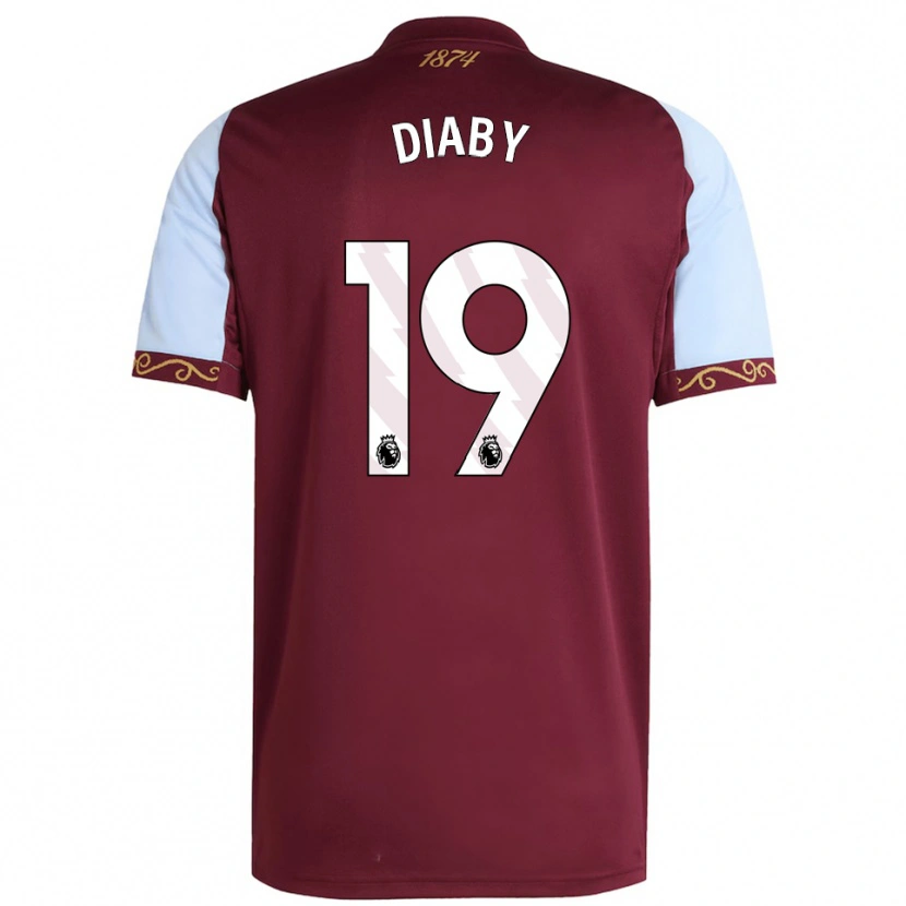 Danxen Kinderen Moussa Diaby #19 Bourgondisch Hemelsblauw Thuisshirt Thuistenue 2025/26 T-Shirt