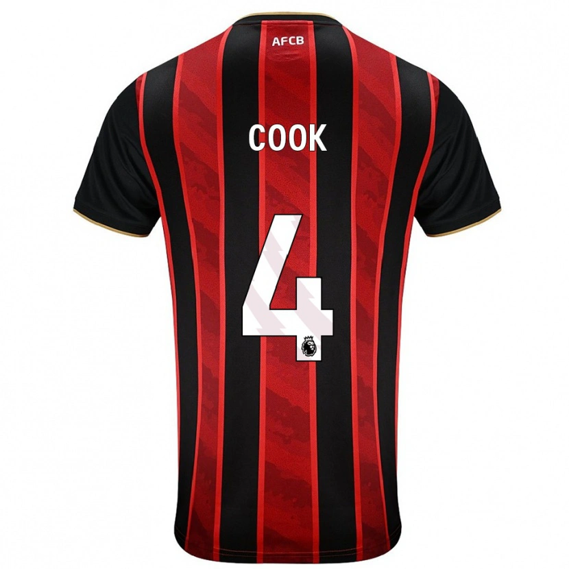 Danxen Kinderen Lewis Cook #4 Rood Zwart Thuisshirt Thuistenue 2025/26 T-Shirt