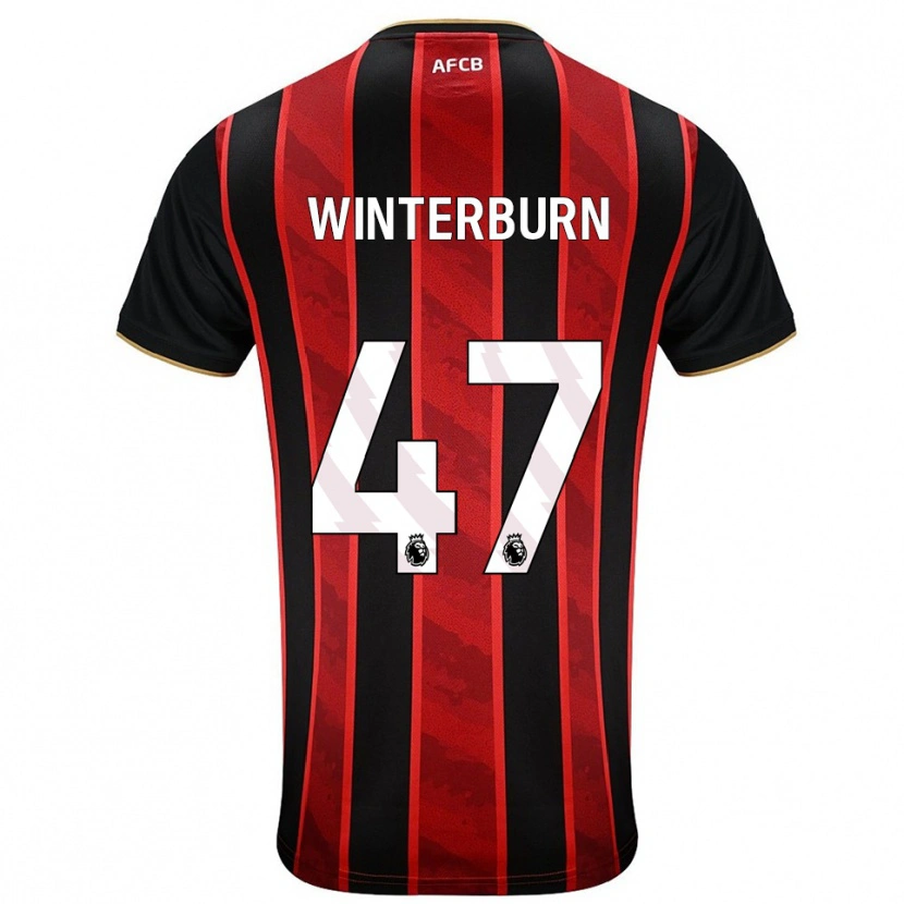 Danxen Kinderen Ben Winterburn #47 Rood Zwart Thuisshirt Thuistenue 2025/26 T-Shirt