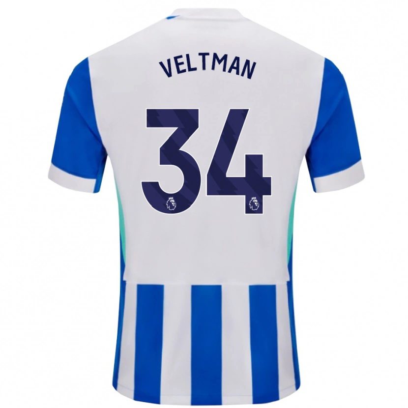 Danxen Kinderen Joël Veltman #34 Blauw Wit Thuisshirt Thuistenue 2025/26 T-Shirt