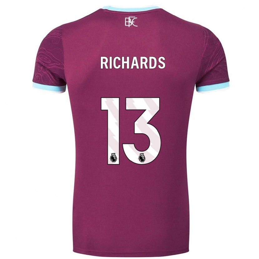 Danxen Kinderen Jade Richards #13 Bourgondisch Hemelsblauw Thuisshirt Thuistenue 2025/26 T-Shirt