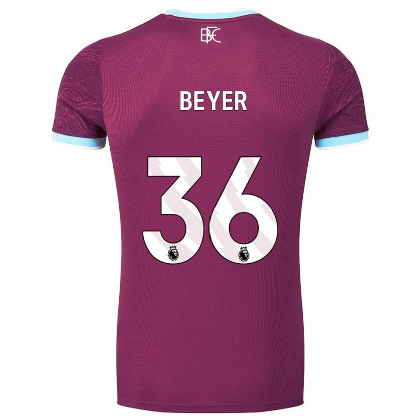 Danxen Kinderen Jordan Beyer #36 Bourgondisch Hemelsblauw Thuisshirt Thuistenue 2025/26 T-Shirt