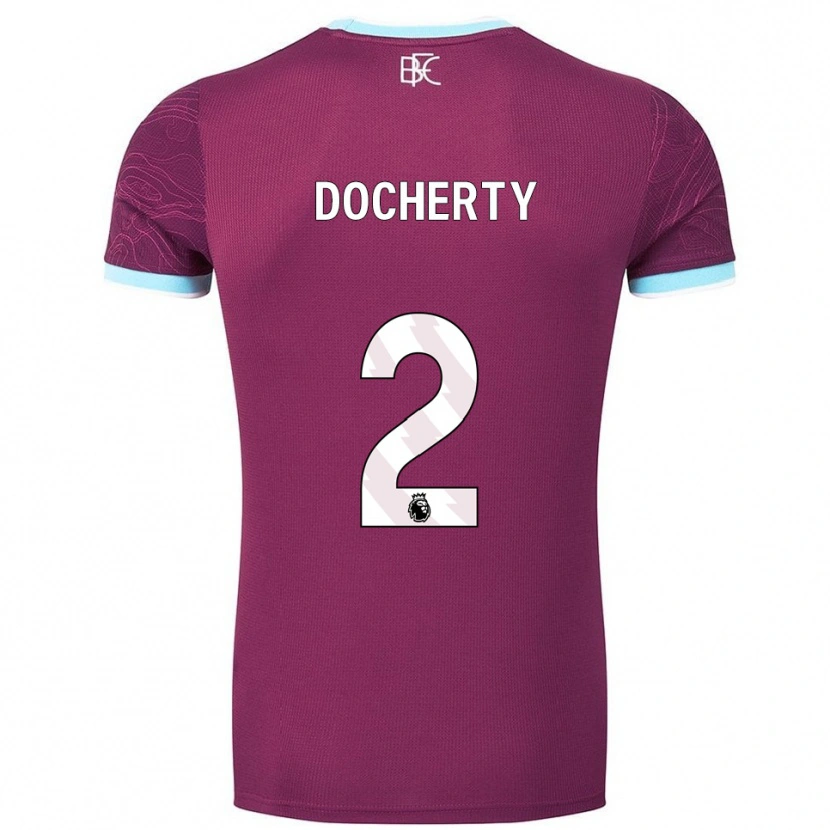 Danxen Kinderen Charley Docherty #2 Bourgondisch Hemelsblauw Thuisshirt Thuistenue 2025/26 T-Shirt