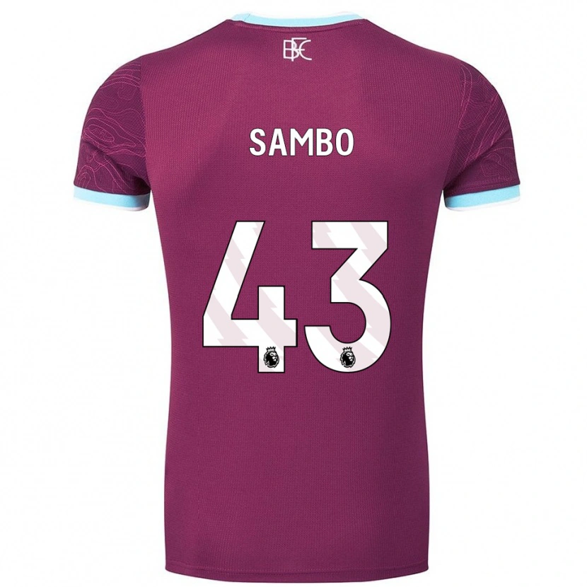 Danxen Kinderen Shurandy Sambo #43 Bourgondisch Hemelsblauw Thuisshirt Thuistenue 2025/26 T-Shirt