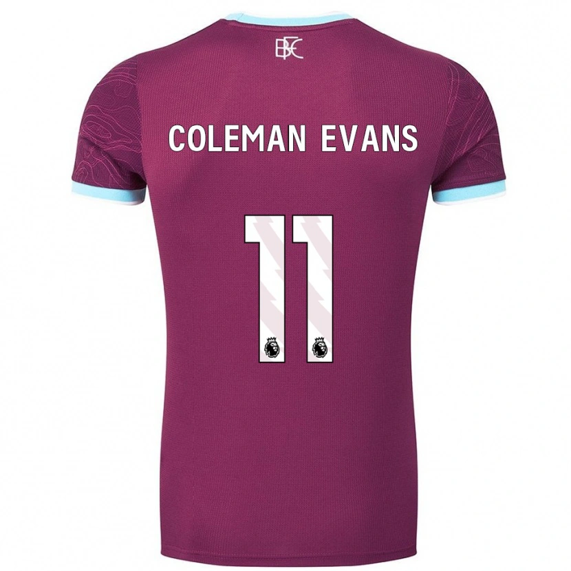 Danxen Kinderen Amaya Coleman-Evans #11 Bourgondisch Hemelsblauw Thuisshirt Thuistenue 2025/26 T-Shirt