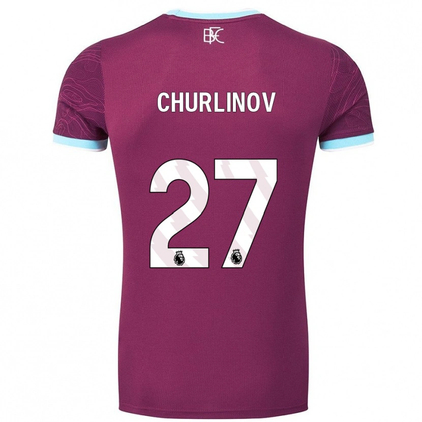 Danxen Kinderen Darko Churlinov #27 Bourgondisch Hemelsblauw Thuisshirt Thuistenue 2025/26 T-Shirt