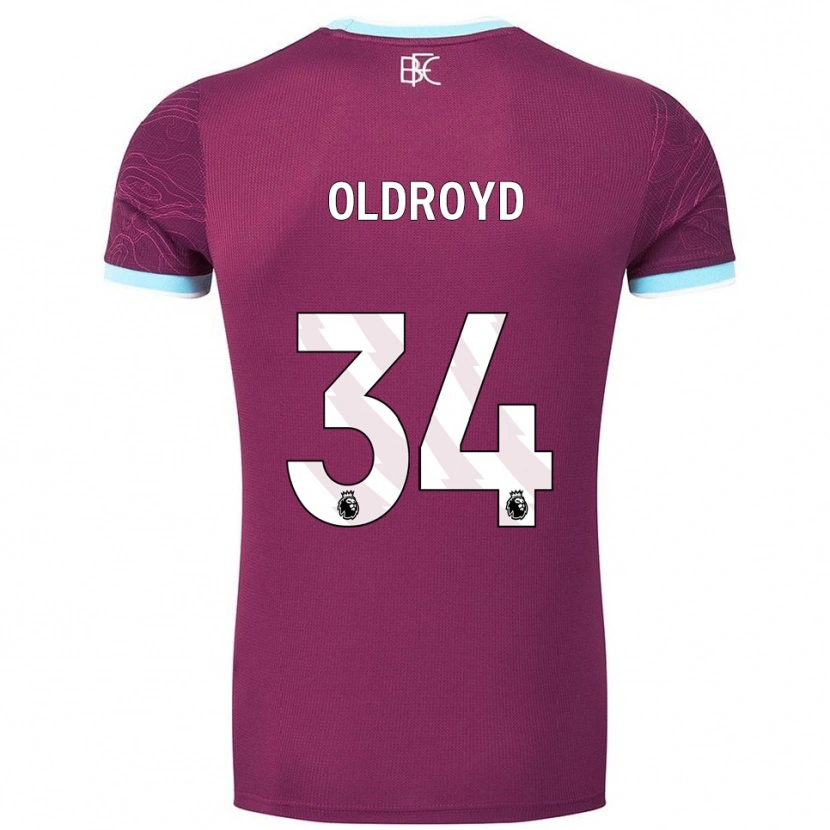 Danxen Kinderen Amelia Oldroyd #34 Bourgondisch Hemelsblauw Thuisshirt Thuistenue 2025/26 T-Shirt