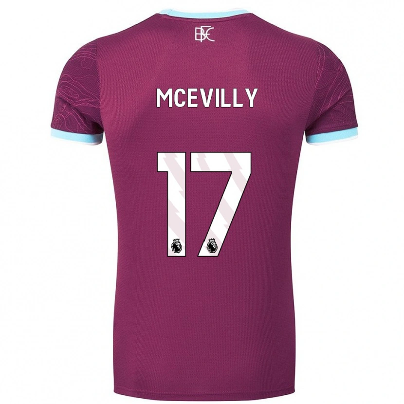 Danxen Kinderen Jack Mcevilly #17 Bourgondisch Hemelsblauw Thuisshirt Thuistenue 2025/26 T-Shirt