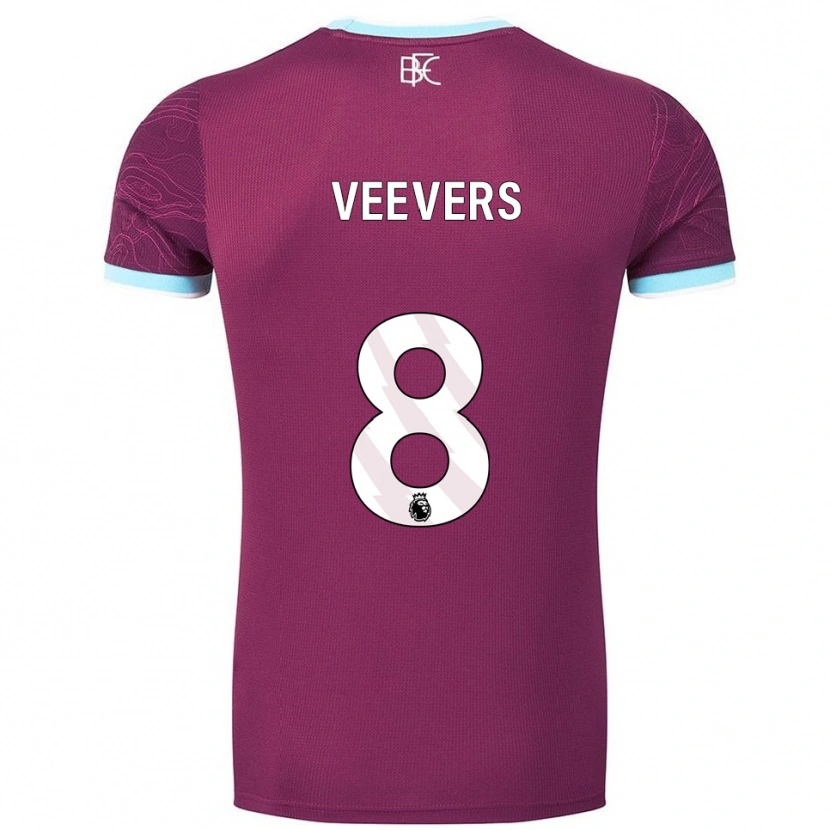 Danxen Kinderen Charlie Veevers #8 Bourgondisch Hemelsblauw Thuisshirt Thuistenue 2025/26 T-Shirt